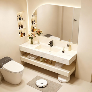 <span class=keywords><strong>Mobile</strong></span> <span class=keywords><strong>da</strong></span> <span class=keywords><strong>Bagno</strong></span> di Design Moderno Stile Hotel di Lusso <span class=keywords><strong>con</strong></span> Piano in Pietra Sinterizzata e Lavabo in Ceramica Senza Giunture - Product Image 3