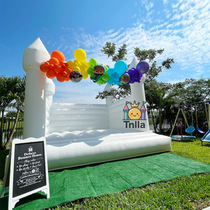Trampoline gonflable Moonwalk Saut Château gonflable Ligne de saut PVC <span class=keywords><strong>Blanc</strong></span> Maison de rebond de mariage avec toboggan - Product Image 4