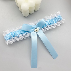 Nouvelle <span class=keywords><strong>Jarretière</strong></span> de Mariée en Dentelle Élastique Bleu Clair Style Européen et Américain pour Femme - Product Image 6