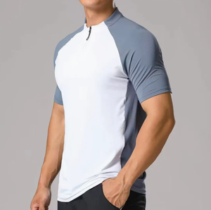 Người Đàn Ông Của Mỏng Phù Hợp Với Nửa <span class=keywords><strong>Zip</strong></span> <span class=keywords><strong>T</strong></span>ập Thể Dục <span class=keywords><strong>T</strong></span>-Shirt 100% Cotton Độ Ẩm Wicking Nén <span class=keywords><strong>T</strong></span>ập Luyện Áo Sơ Mi Cho Chạy Đào <span class=keywords><strong>T</strong></span>ạo Thể Thao Phong Cách - Product Image 2