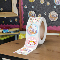 Rouleau d'autocollants adhésifs mignons en forme d'animaux de dessin animé, récompense encourageante pour les enseignants et les élèves, pour journal, bougies, artisanat, cadre photo 'Merci'
