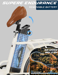 ONESPORT-Vélo Électrique Pliant Hybride de 250W, 48V, 7 Vitesses, 20x3.0 Pouces, Cadre en Acier pour Femmes, Entrepôt Européen - Product Image 3