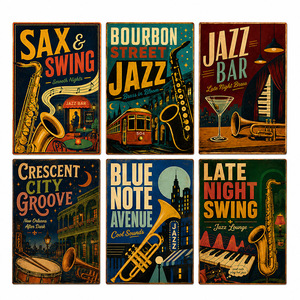 Letrero Metálico Retro <span class=keywords><strong>Vintage</strong></span> de <span class=keywords><strong>Jazz</strong></span> Bar, Letrero de Metal Estilo Antiguo para Salón Musical, Cafetería, Pub, Póster Decorativo de Pared con Saxofón - Product Image 1