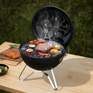 14 Inch Round Portable Outdoor Charcoal Grill With Enamel Coating For <b>BBQ</b> Cooking - Product Image 1