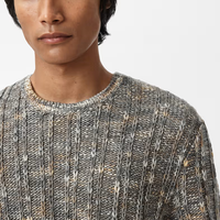 Pull en maille côtelé classique pour homme, col rond, dégradé de couleurs, coupe oversize, manches longues, avec logo frontal, en laine/viscose, collection Printemps, ODM