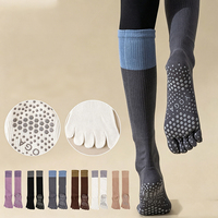 Chaussettes de yoga à 5 doigts antidérapantes en silicone, couleurs assorties, pour Pilates, vente en gros