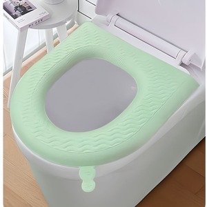 Couvre-siège de toilette en EVA à fixer, vert matcha, imperméable, lavable, pour toutes les saisons - Product Image 1