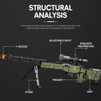 Mould King 14010 Senapan Sniper AWM Militer Perang Dunia II untuk Anak-anak, Mainan Model MOC, Kado Ulang Tahun, Set Blok Bangunan