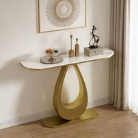 Table console moderne de style italien, légère et luxueuse, avec structure en métal et plateau en ardoise, pour salon, chambre, hôtel, hall d'entrée