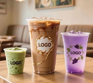 Vaso Desechable Personalizado de Plástico PET Transparente de 98 mm con Tapa para Café, Jugos, Bebidas, Tiendas de Comida, Té de Burbujas Boba - Product Image 2