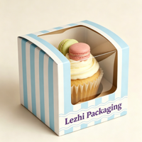 Caja de Embalaje Personalizada para Pasteles y Postres, Caja de Embalaje para Cupcakes para Llevar con Ventana Transparente, Caja de Papel para Pasteles de Grado Alimenticio