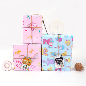 Rollo de papel de regalo de cumpleaños lindo bebé al por mayor 80gsm tejido artístico, 43*300cm embalaje de regalo de lujo personalizado - Product Image 4