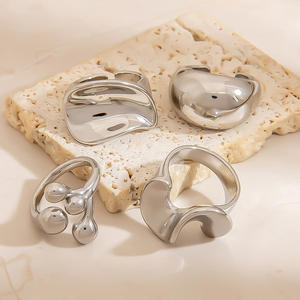 Titanium Steel <b>Ring</b> Geometric Irregular Shape <b>Plain</b> <b>Ring</b> Unisex Everyday Wear Index Finger Jewelry - Product Image 2