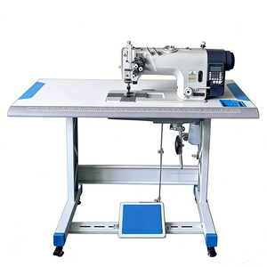 Machine à coudre industrielle informatisée à double aiguille haute vitesse avec moteur et engrenage pour jeans, chemises, pantalons industriels - Product Image 1