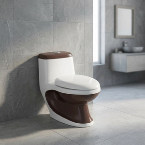 WC monobloc carré en céramique à poser au sol, cuvette de toilette à siphon, WC moderne pour salle de bain - Product Image 3