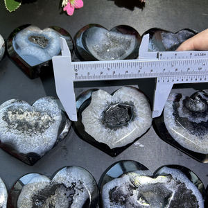 Хит продаж, Кристалл, черное сердце сардоникса, духовный камень, кварцевый Целительный Агат, плоский Друза, сердце для медитации, подарки - Product Image 5