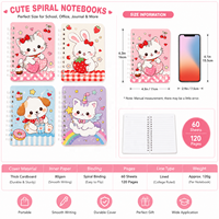 Carnet à spirales personnalisé mignon motif chat kawaii, couverture en carton couché, impression numérique du logo, idéal pour les cadeaux scolaires
