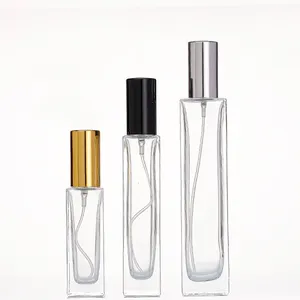 Impressão personalizada logotipo 10 30 50 100 ml vidro spray garrafa quadrado claro vazio vidro garrafa perfume