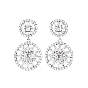 Orecchini Sorria in Oro Bianco con Diamanti Taglio Brillante Rotondo Colore G, Gioielli da Sposa di Lusso Naturali da Donna con Montatura in Argento - Product Image 1