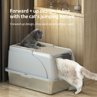 Bac à litière pour chat en acier inoxydable et plastique 65L entièrement fermé anti-éclaboussures, toilette antiadhésive à pédale, désodorisant, écologique, facile à nettoyer