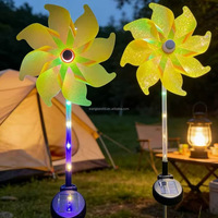 Lampu Taman Tenaga Surya LED Bentuk Bunga Kincir Angin Multiwarna, Tahan Air IP44, Kontrol Tombol, Model Pasang di Tanah