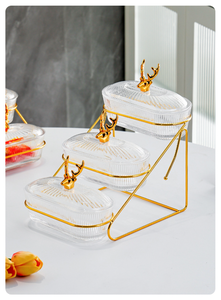 Piatto di frutta in vetro multistrato per feste ristorante frutta secca Snack vassoio per servire casa da salotto fioca per il tè del pomeriggio - Product Image 2