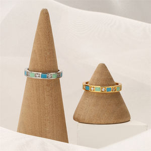 RAKOL RP5224 Newest Design Geometric Cubic Zirconia Fashion Jewelry 18k <b>Gold</b> Plated Women <b>Vintage</b> Enamel <b>Rings</b> Birthday Gifts - Product Image 2