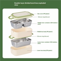 Boîte à lunch carrée en acier inoxydable 304 pour enfants, multi-spécifications, compatible micro-ondes, mignonne, hermétique et portable