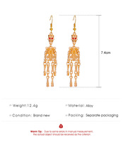 Boucles d'oreilles pendantes squelette gothique en gros, ton or antique, noir et blanc, en alliage de zinc, bijoux punk pour femmes, Halloween