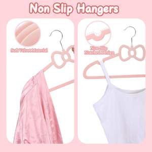 Pink Velvet Hangers16" Non Slip Velvet Clothes Hanger Ultra Slim Felt Hanger with 360 Degree Swivel <b>Hook</b> Space Saving - Product Image 4