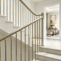 Rampe d'escalier ornementale ronde en aluminium gris doré, style simple, design luxueux, installation facile, vente en gros, pour balcon et escalier