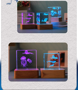 Oceani di <span class=keywords><strong>stelle</strong></span> 4cm 5cm <span class=keywords><strong>lampada</strong></span> <span class=keywords><strong>notturna</strong></span> rettangolo di cristallo con Base in legno Led di cristallo porta luce <span class=keywords><strong>notturna</strong></span> - Product Image 6