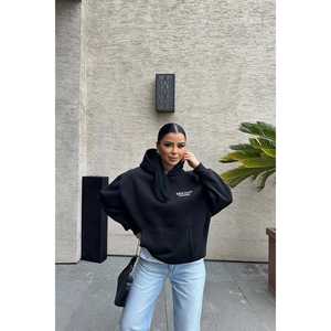 Sweat-shirt à capuche noir pour femme avec imprimé New York - Product Image 5