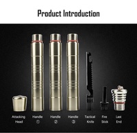 Mini Bâton d'Autodéfense Multifonction, Couteau et Fourchette, Portable en Aluminium pour Urgence et Camping en Extérieur