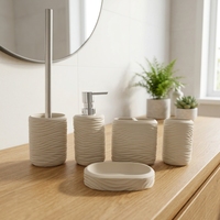Ensemble d'accessoires de salle de bain 5 pièces en ciment ondulé moderne, écologique, organisateur de salle de bain de luxe pour maison, hôtel, villa, appartement