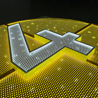 Letrero Metálico Frontal Iluminado al por Mayor con Letras de Canal Iluminadas y Borde Decorativo, Panel Perforado, Letrero LED Frontal Iluminado para Empresas