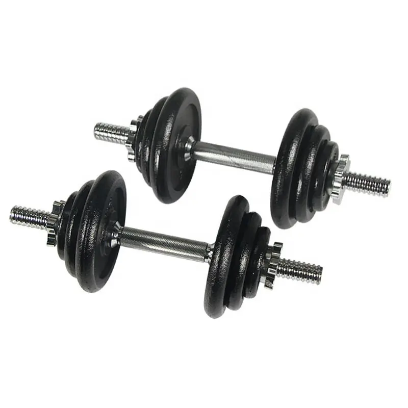 Set Dumbbell besi cor dicat hitam 20 KG kustom Set di dalam Lbs Gym angkat berat Dumbbell 20 KG