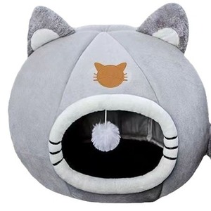 <b>Cat</b> Bed Round Grey Cartoon Pet Bed For <b>Cat</b> Winter Warm Sleeping <b>Mat</b> Small Medium Large Size Hand Wash Polyester Fiber Fill - Product Image 5