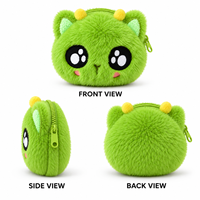Porte-monnaie personnalisé sur mesure, mini pochette zippée en peluche avec motif extraterrestres de dessin animé pour pièces de monnaie, clés et écouteurs