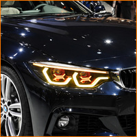 Pour BMW Série 4 F32 F36 M4 F82 2013-2019 Phares Laser OSS Bleu Glace avec LED DRL Blanc Ambre Dynamique 4 Feux de Proximité 8 Feux de Route Gauche Droite (Paire)