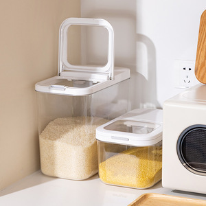 Contenedor dispensador grande de plástico PET para harina de arroz, estrecho, hermético, para granos y cereales, organizador de despensa de cocina - Product Image 2