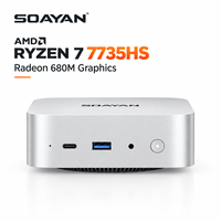 Mini PC AMD Ryzen 7 7735HS, 16 Go de RAM LPDDR5, SSD NVMe 512 Go, carte graphique Radeon 680M, ordinateur de bureau 4K UHD pour entreprise et bureau, Windows 11 Pro