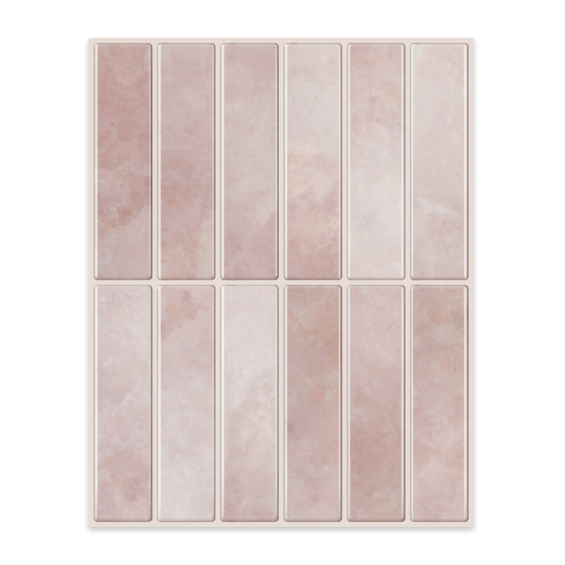 Peel And Stick Backsplash White Pink 12"×12" Boho Adhesive Wall Tiles - View #4