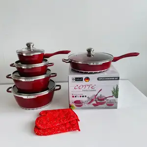 गर्म बेच नई डिजाइन की पूरी रेंज 10-टुकड़ा Cookware सेट रसोई सेट एल्यूमीनियम Cookware सेट