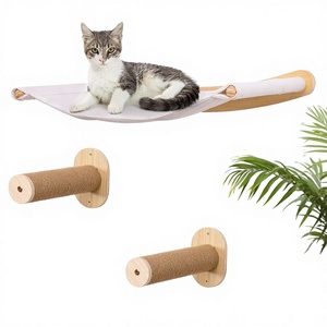 Estante de Escalada <span class=keywords><strong>para</strong></span> <span class=keywords><strong>Gatos</strong></span> Montado en la Pared, Set de Madera Maciza con Poste Rascador y Cama, Escalones <span class=keywords><strong>Flotantes</strong></span> <span class=keywords><strong>para</strong></span> <span class=keywords><strong>Gatos</strong></span>, Muebles de Pared DIY <span class=keywords><strong>para</strong></span> Mascotas - Product Image 1