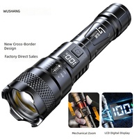 Senter LED Ungu/Putih Terang Tinggi Grosir, Dapat Diisi Ulang 18650, Zoom, Portabel untuk Luar Ruangan, Senter Mini Rumah Tangga