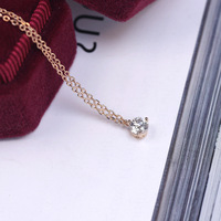 Collar de joyería fina chapado en oro de 14K, collar con colgante de plata de ley 925 de moissanita redonda pequeña para mujer