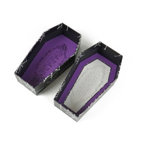 Boîte télescopique en carton noir gothique miniature YZ personnalisée, en forme de cercueil, avec doublure en éponge, fermeture magnétique et poignée, pour cadeaux de chocolat et cils