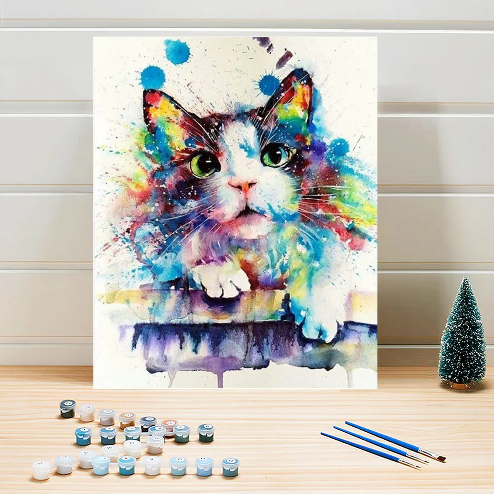 Moderne Kunst Gemälde Abstraktes Öl Handgemachte Acryl Katze Hund Tiere Wandbild Home Decor Tier Diy Gemälde nach Zahlen