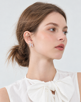 KAVNAR Boucles d'Oreilles Clous Chien Ballon avec Cœur Rose en Zircon et Émail, Tige Laiton Bijoux Fantaisie Femme